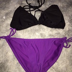Black top with purple bottoms